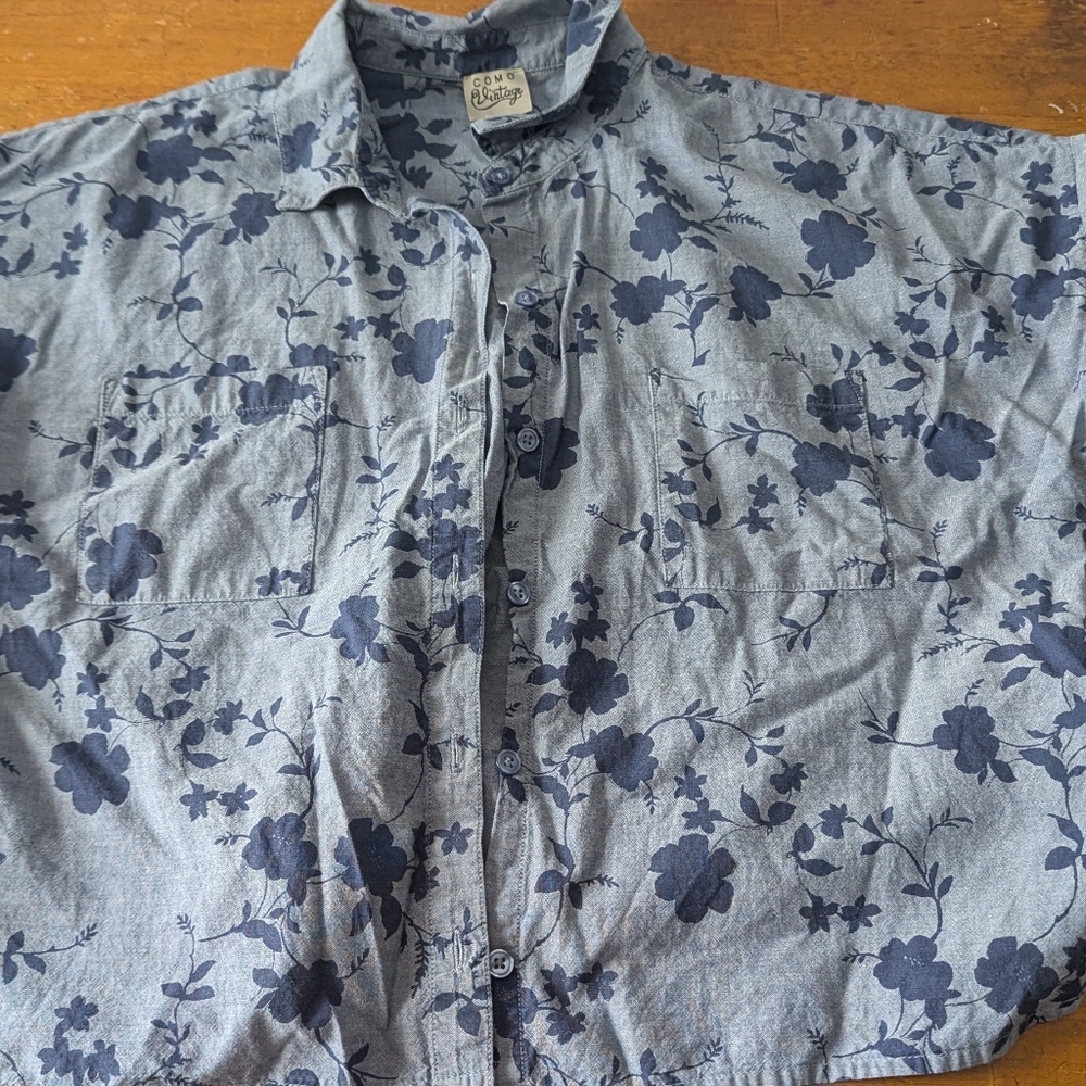 2pc Floral Boxy Cropped Button Down Shirts - Picture 2 of 9